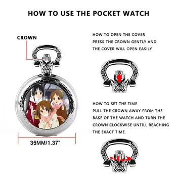 新款精美少女樂團動漫時間寶石石英懷錶復古龐克男女通用時尚項鍊禮物 6 最佳銷售 動漫觀看 - №6