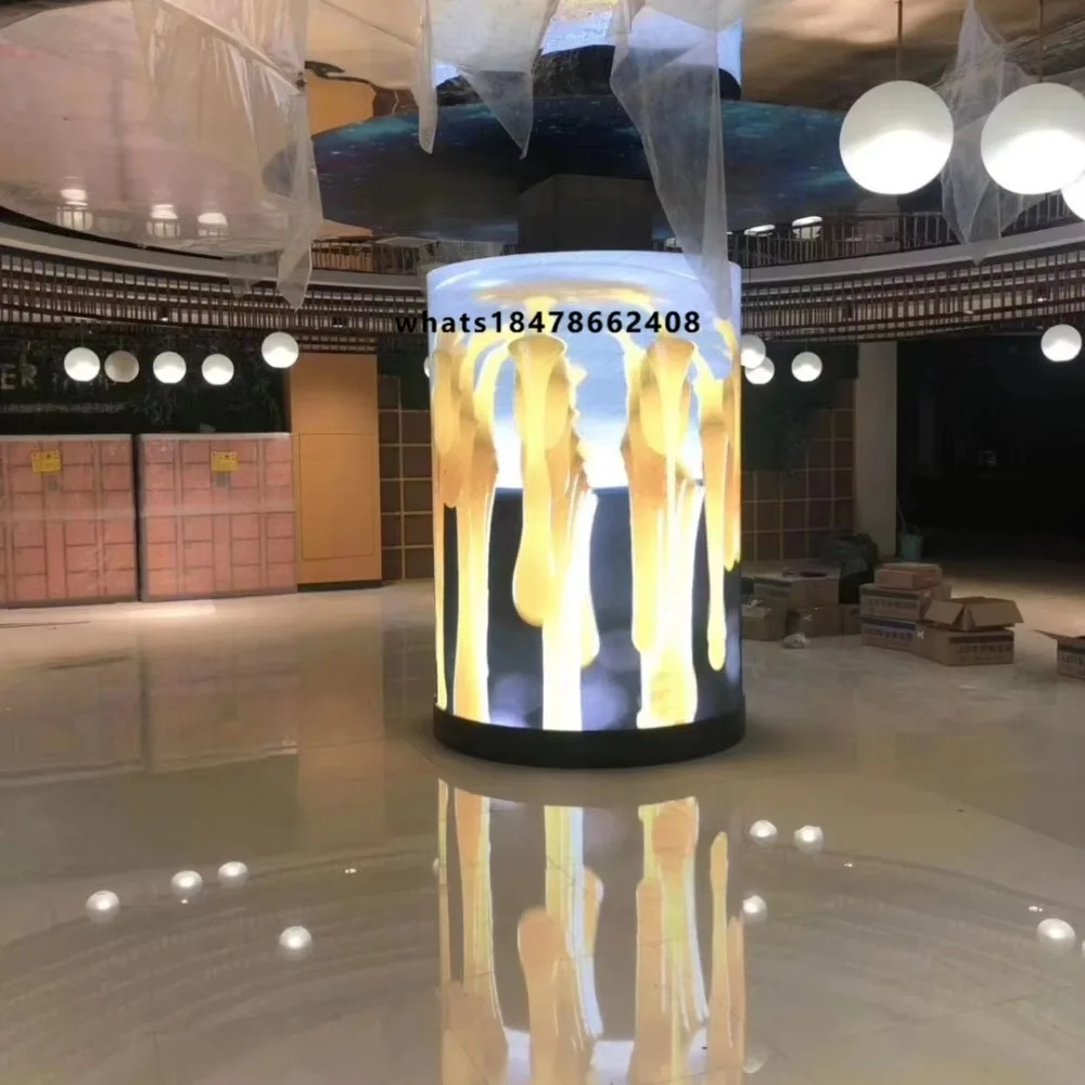 Custom Indoor Billboard Light Emitting Diode Flexible Screen Cylinder Light Emitting Diode Display