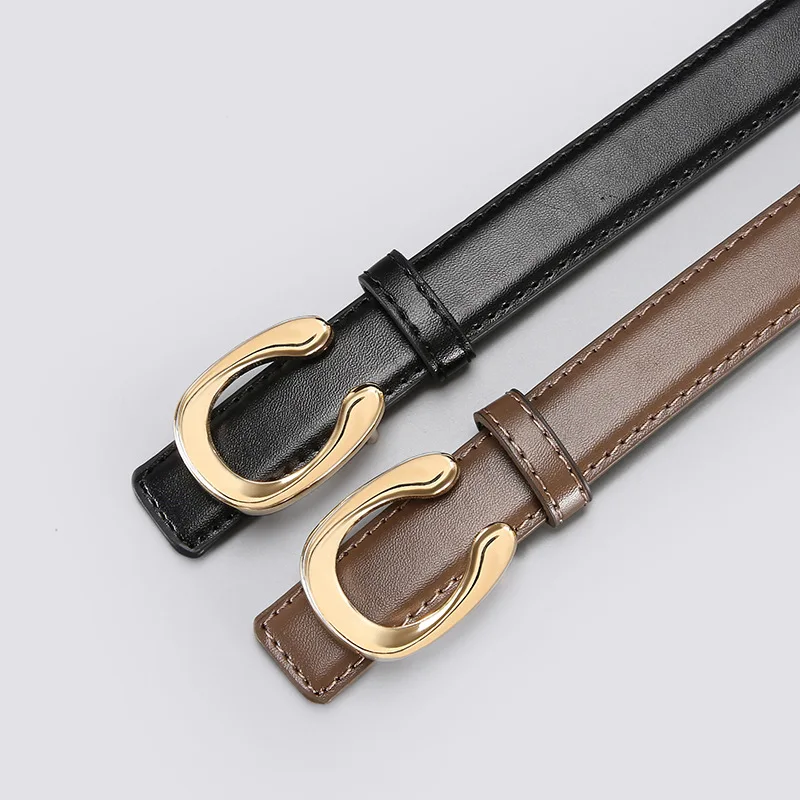 High-Quality Fashionable Women's Belt with C-Shaped Smooth Buckle Elegant Temperament Gift for Mother