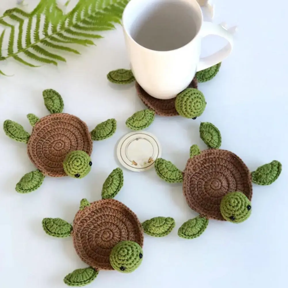 Insulation Pad Handmade Crochet Thick Skid-resistant Heat Sheep Flower Turtle Shape Mug Coaster Kitchen Supplies Anti-scalding