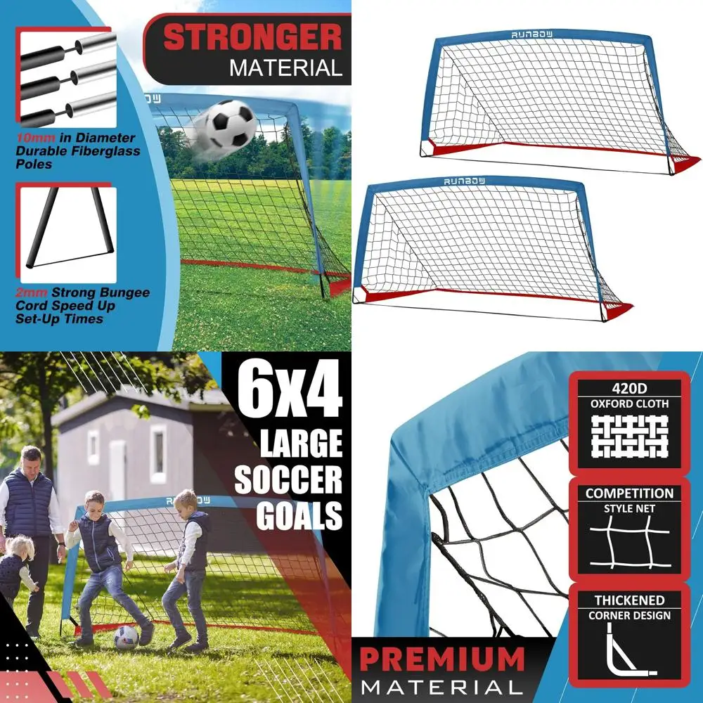 

Portable 6x4ft Soccer Goal Set with Carry Bag for Kids and Adults, Ideal for Indoor or Outdoor Practice and Training