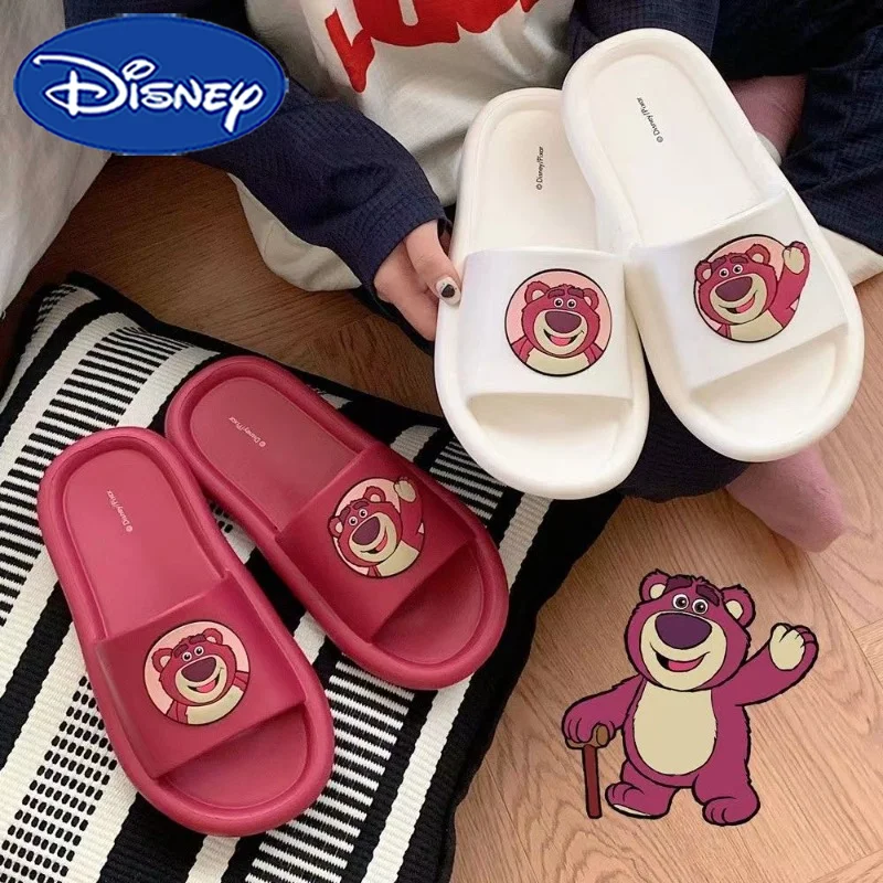 

Disney Lotso Slippers Cartoon Cute Woman's Home Bathroom Shower Anti Slip Slippers Couple Outdoor Soft-Soled Beach Slipper Gifts