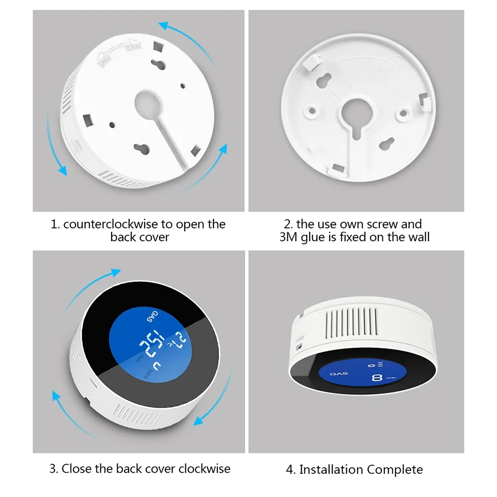 WiFi Gás Natural Leak Detector, Sensor De Temperatura LCD, Alarme, Proteção De Segurança