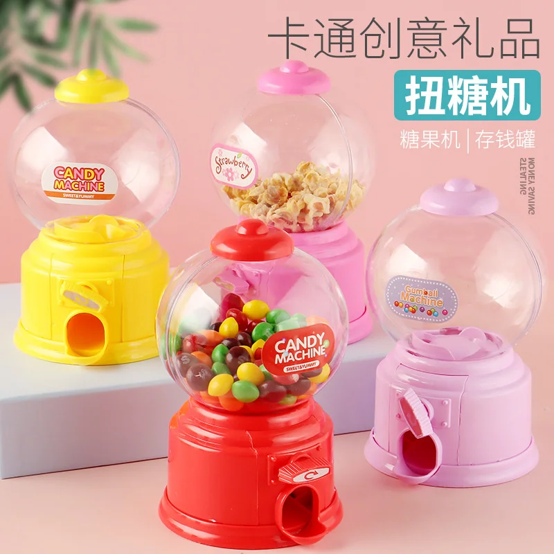 Cute Candy Piggy Bank Mini Sweets Machine Kid Bubble  Box Toy Pink Candy Dispenser Children's Birthday Party Decoration Gift