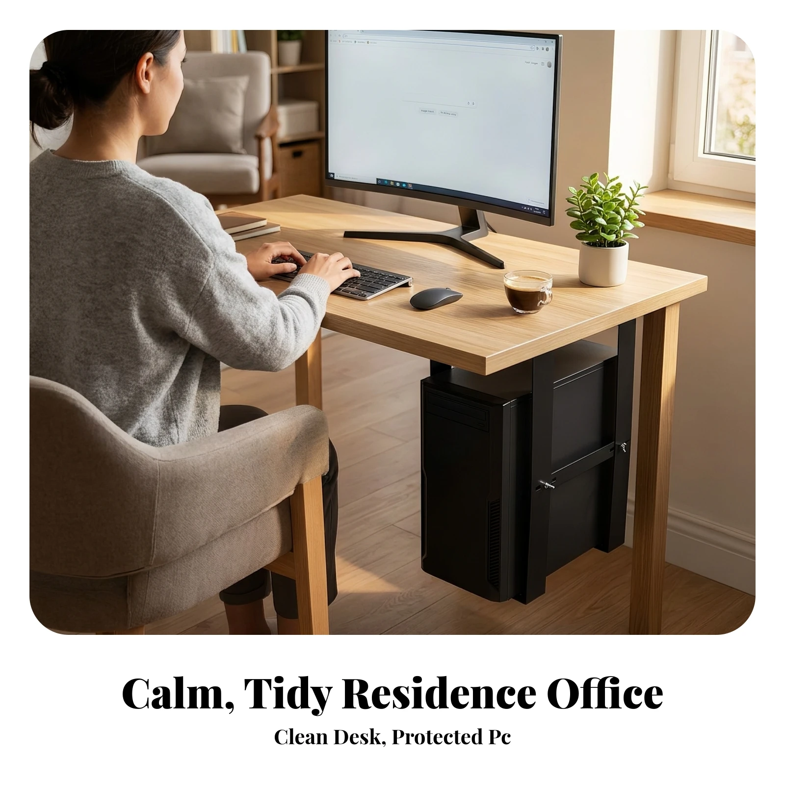 Under Desk Tower Mount Adjustable Under Desk PC Mount Computer Case Holder Universal Easy to Install for Gamers, Home Office