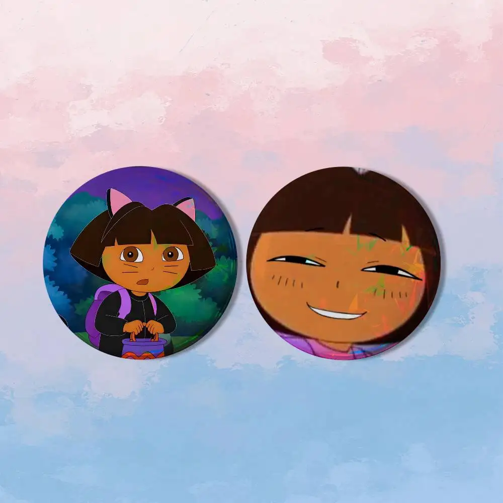 Cartoon D-Dora the Explorer HD Print Round Lapel Pins Pretty Derby 2 piece set Round Display Brooches Brooch Badges