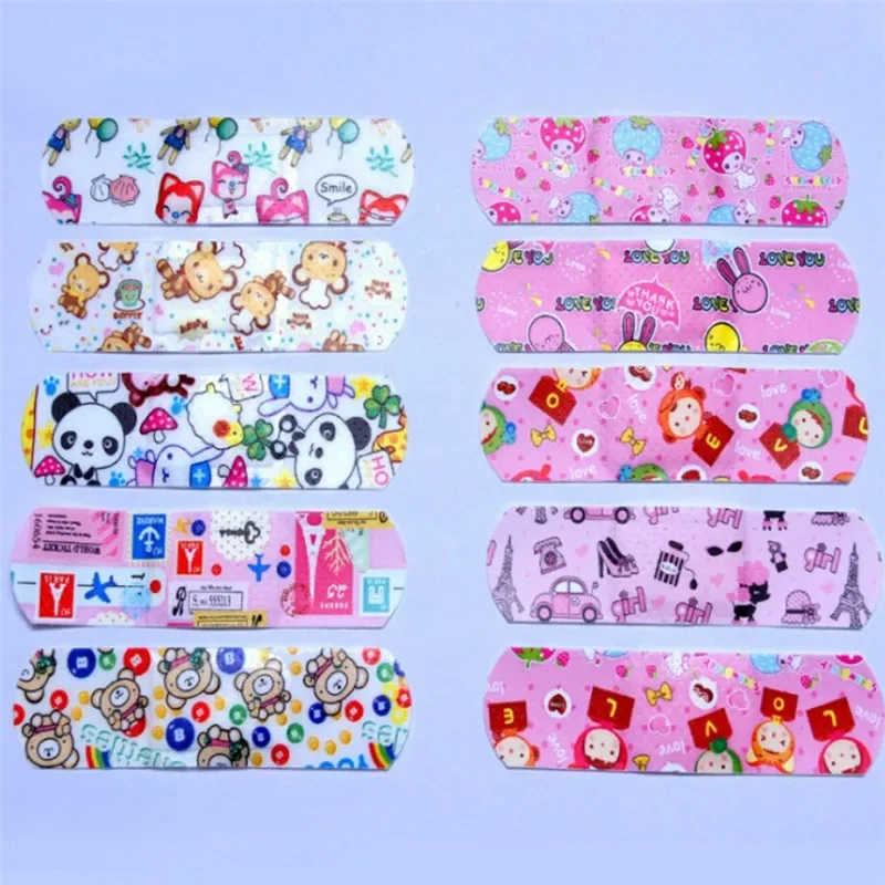 100pcs Cute Cartoon Children Waterproof Adhesive Bandages First Aid Emergency Hemostatic Band Sterile Stickers for Kids Healthy