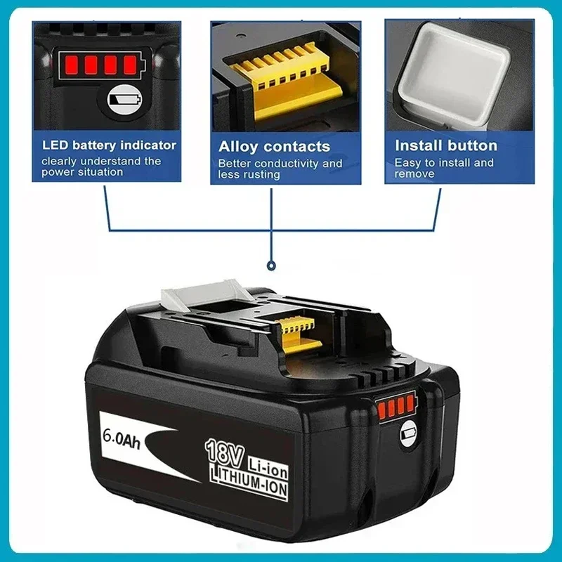 LXT400 For Makita 18V Battery Rechargeable Battery 18650 Lithium-ion Cell Suitable For Makita Power Tool BL1860 BL1830 BL1850