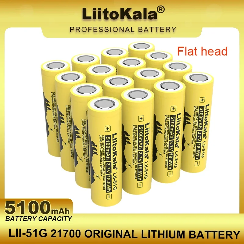 LiitoKala Lii-51G 21700 3.7V 5100mAh High-capacity Lithium ion Battery DIY 24v 36v 48v 60v Rechargeable batteries pack