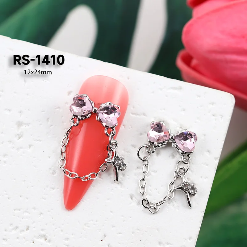 5/10 قطعة ثلاثية الأبعاد الفاخرة سبيكة القوس مسمار الفن سلسلة قلادة جالبة للحظ مجوهرات اكسسوارات ل مانيكير ديكور الأظافر الديكور تصميم لوازم