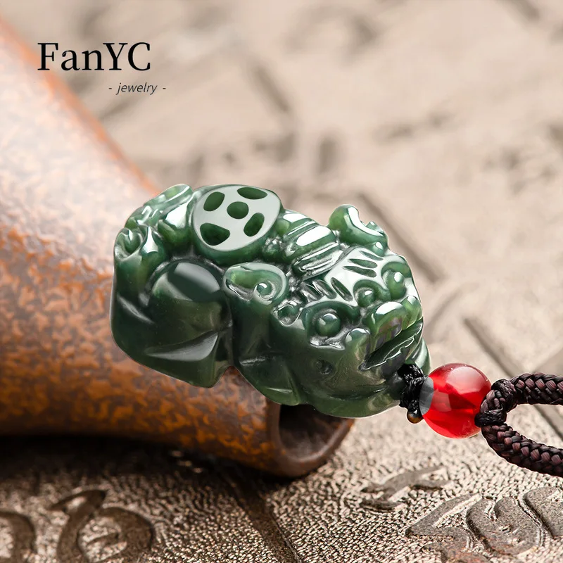 

Natural Hetian Jade Green Jade Small Brave Pendant Hand-carved Exquisite Luxury Jade Amulet Necklace Men and Women Holiday Gift