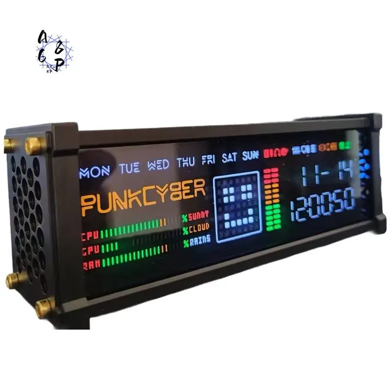 A68P-DIY Cyberpunk Desktop Ornament WFD Electronic Clock Retro Electronic Fluorescent Tube LED Dot Matrix Clock Gift