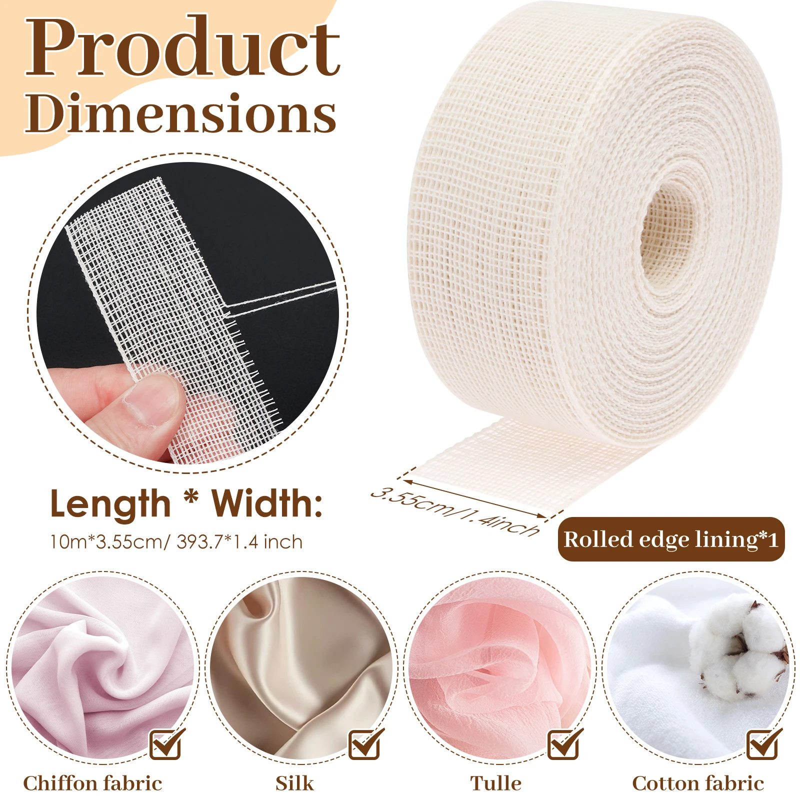 Hemming Guide For Sewing, Fishbone Tape Hem Sewing Tool For Skirts Dresses Fishbone Boning Lining Strip Seam Sewing Support Tape