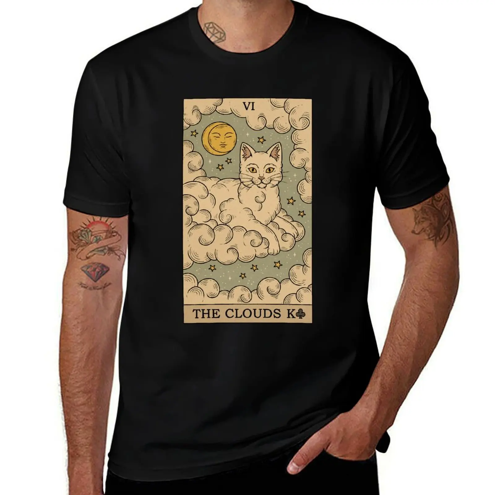

The Clouds - Cats Tarot T-Shirt blue archive graphic t shirt vintage cute tops rapper graphic tees mens t shirts pack