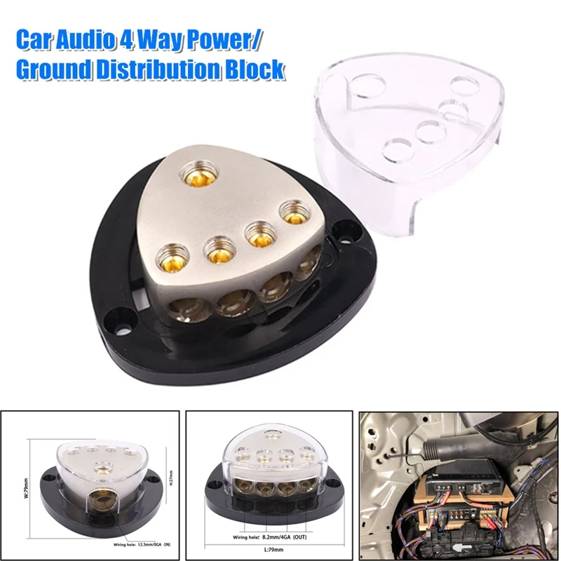 4 Way Car Audio Power/Ground Distribution Block Modification Pure One Point Four/One Output Four Ground Box Junction Box