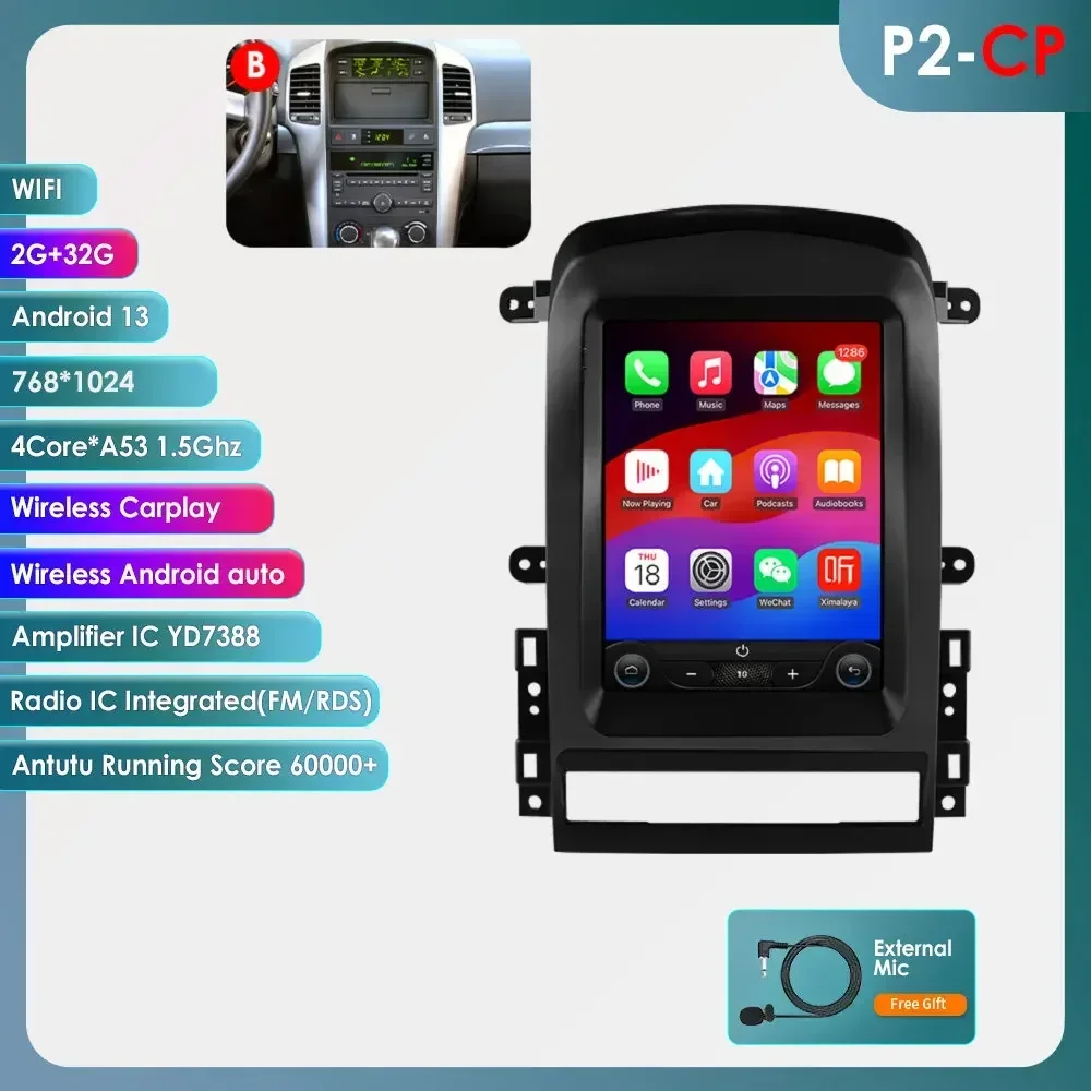 9,7 inch 6115 scherm Carplay Android autoradio voor Chevrolet Captiva Sport 2006-2012 multimediaspeler autoradio 360 camera stereo