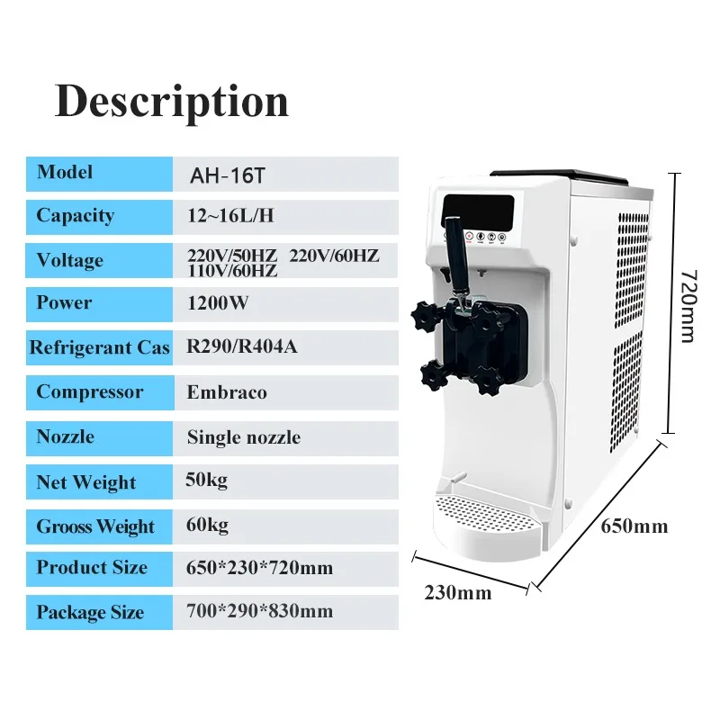 

Automatic Single Head Ice Cream Machine Factory Mini Commercial Use Soft Serve Ice Cream Making Machine