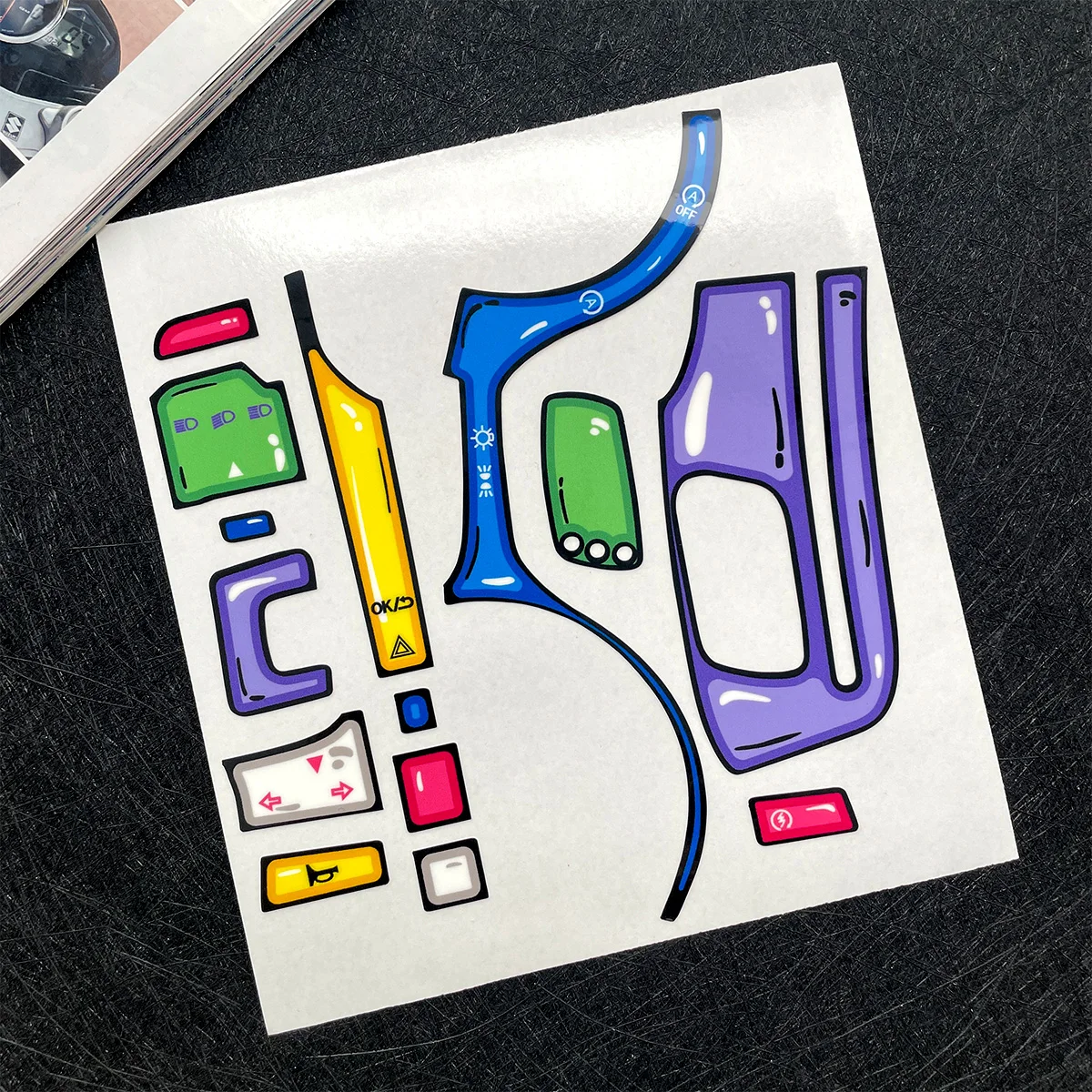 For Burgman 15 / Haojue UFR150 Motorcycle Handlebar Button Stickers Moto Scooter Control Switches Vinyl Decor Decals Accessories