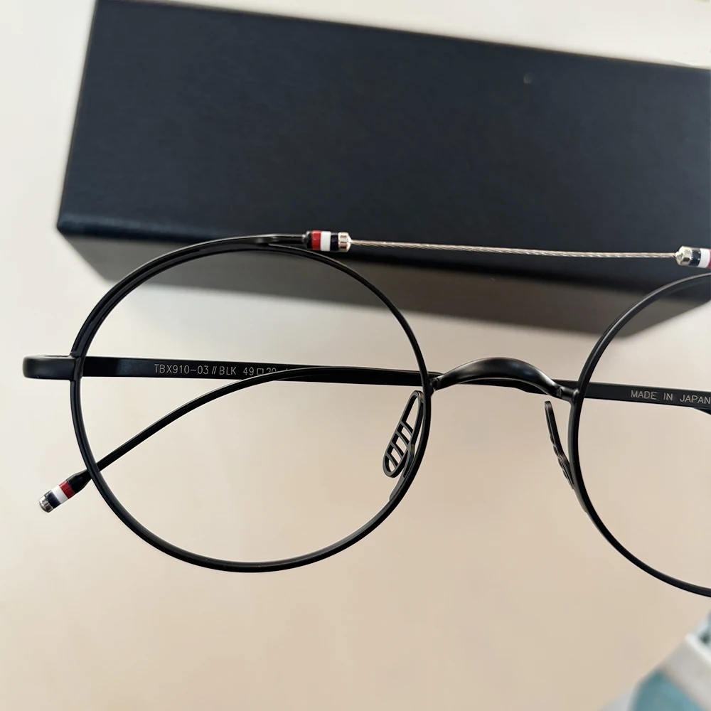 Fashion Round Double Beam Glasses Frame TBX910 Men Women Brand Designer Ultralight Pure Titanium Eyeglasses New York Eyewear INS