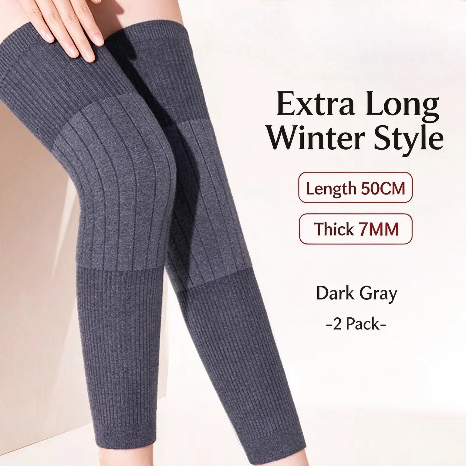 1 Pair Knee Brace Pads KneeCap Protector Wool Kneepad Leg Warmers Knees Elastic Lady Stockings Windproof Coldproof Leg