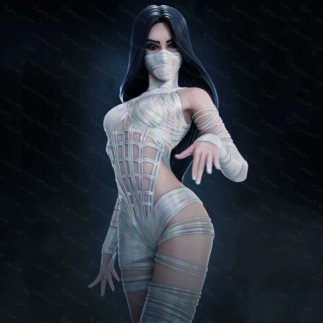 

1/24 Scale 75mm height Resin Figure Assemble Model Kit Masked bride Unassembled and Unpainted 3D printing statue toy 1451