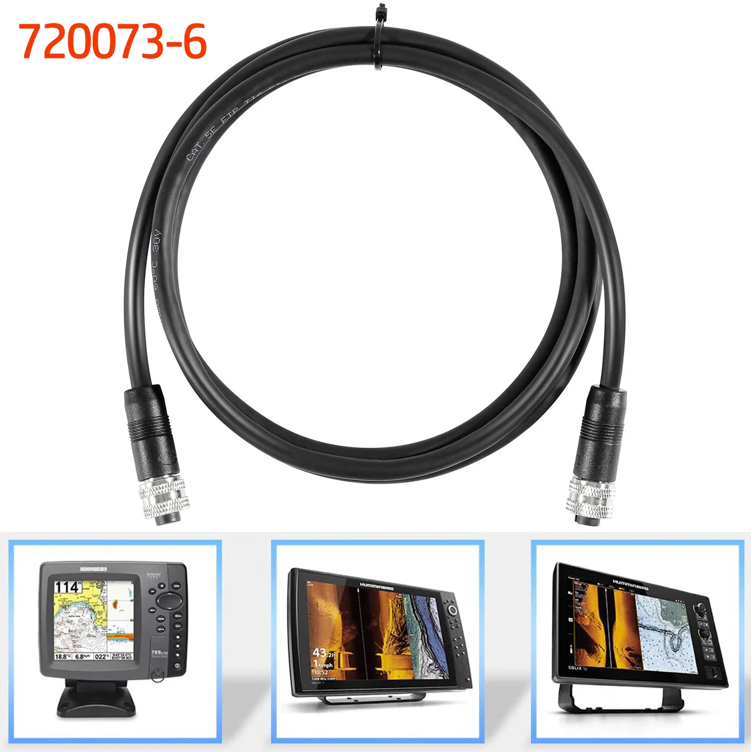 Ethernet Cable AS EC 5E for Humminbird, Fit for SOLIX, Helix G2N, Helix G1, Onix, ION, 1100, 900, 800, 700 Series (720073-6)
