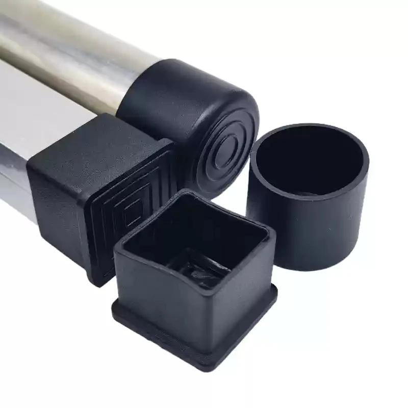 Black Square Round PVC Soft Rubber Pipe End Cap Table Chair Foot Pad Protective Cover Furniture Leg Tips Floor Protector 6-100mm