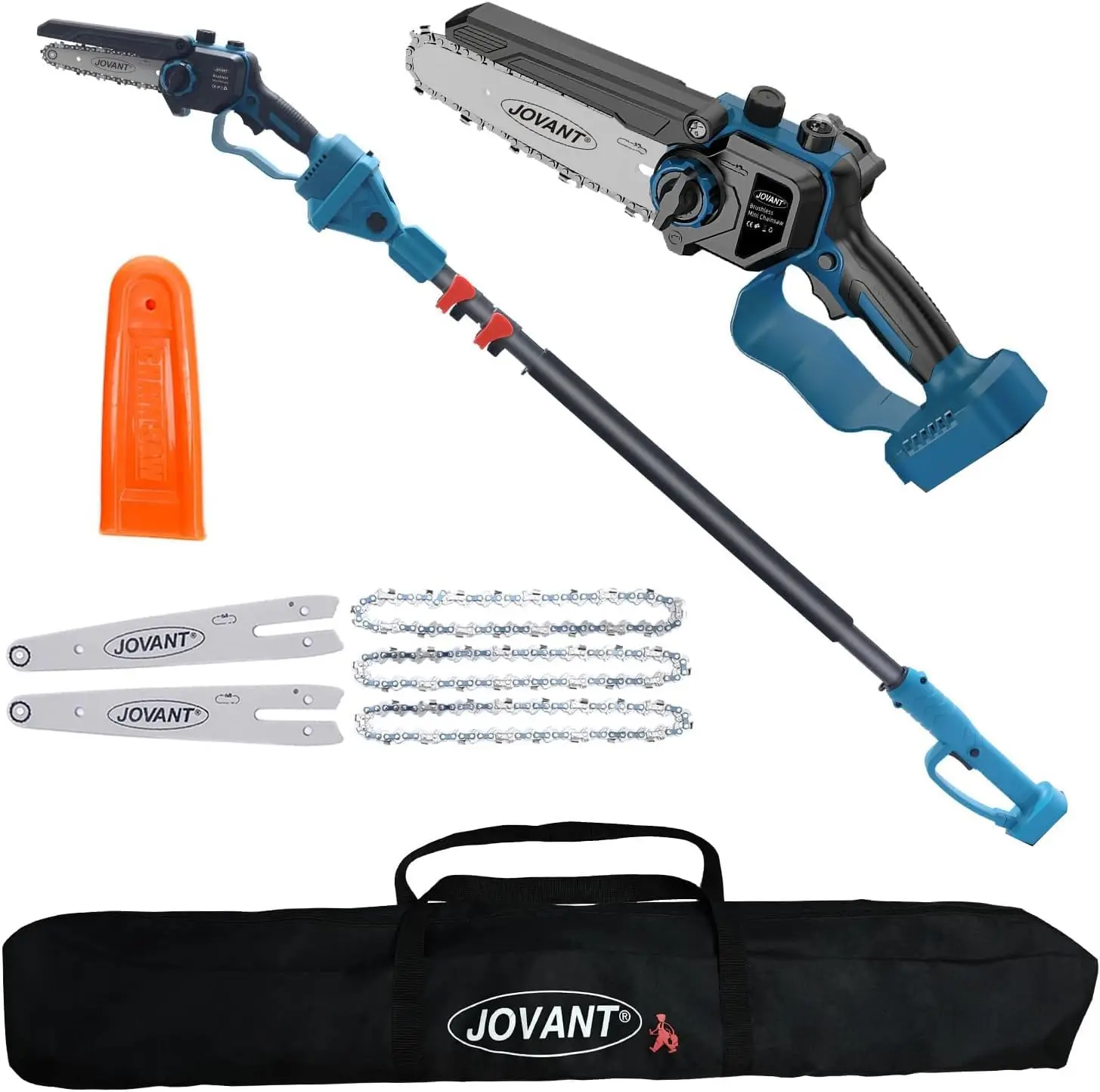 

2-in-1 Cordless Pole Saw Compatible for Jovant Batteries, Brushless Mini Chainsaw with Pole, Battery Powered Pole Saws for Tree