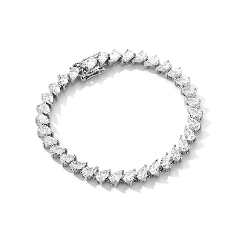 Nexil Jewelry  Luxury Solid Platinum PT950 Women's Water 0.5 karat Pear-shaped Moissanite Diamond Bracelet Instagram Popular St