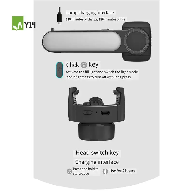 

AY14 -72Cm Anti-Shake Mobile Phone Gimbal Stabilizer Bluetooth Selfie Stick Aluminum Alloy Handheld Stabilizer