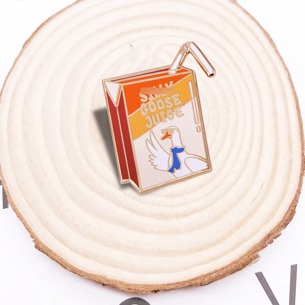 A3522 Cartoon Goose Juice Enamel Pin Lapel Pins for Backpacks Brooches on Clothing Briefcase Badges Jewelry Accessories Gifts