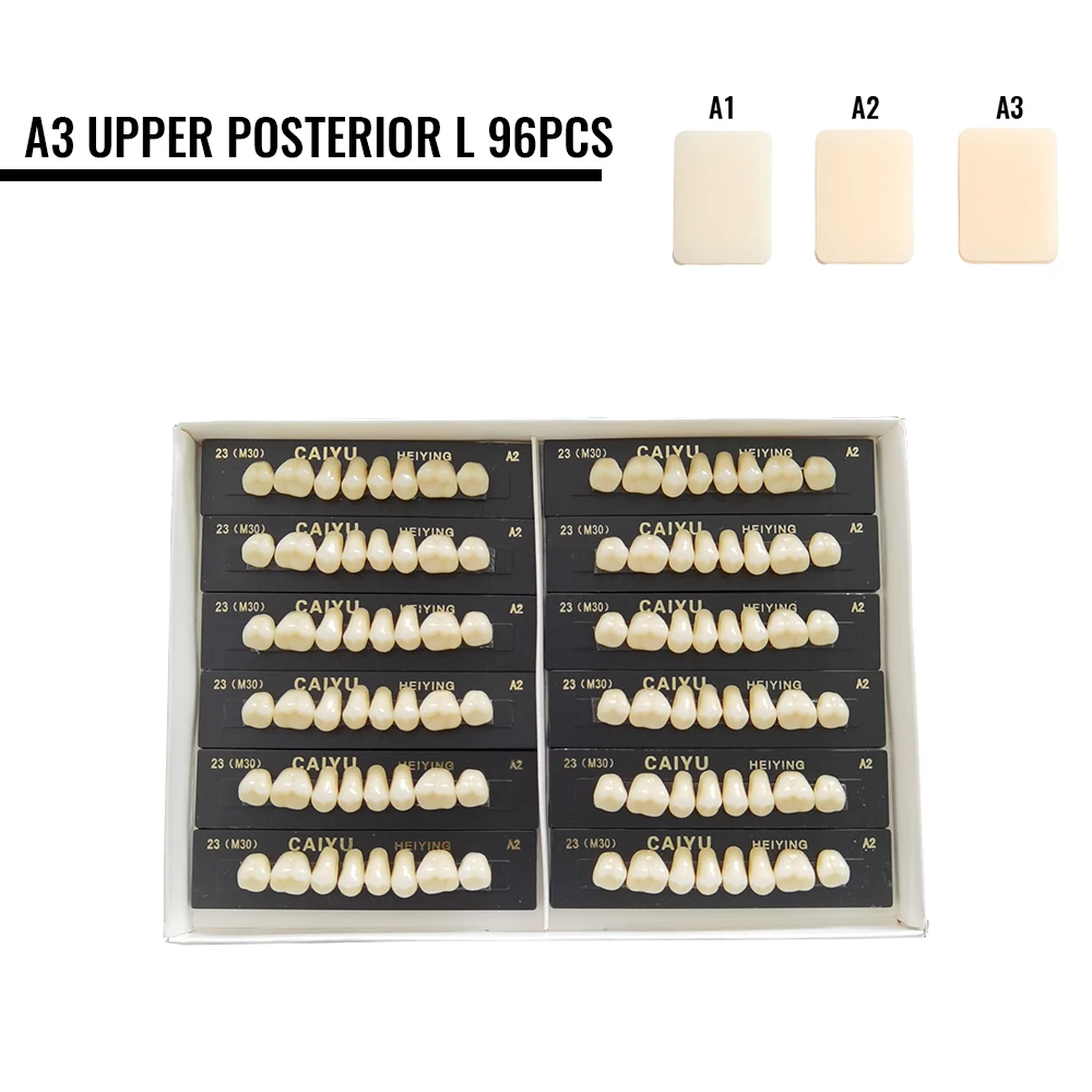 96 Teile/satz Dental Acryl Harz Falsche Zähne Anterior Posterior A1 A2 A3 Künstliche Vorgeformte Prothese Zähne für Zahnprothese