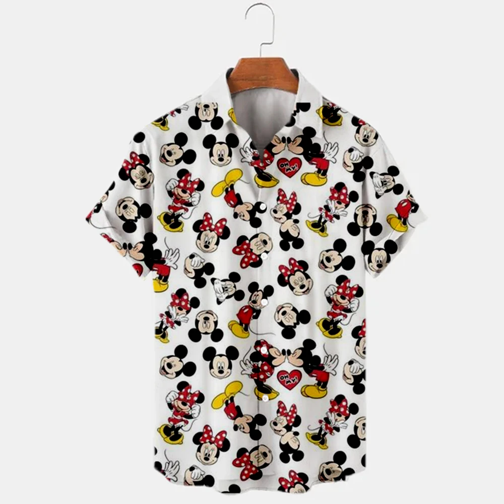 

Disney Hawaiian Shirt 2023 Summer New Cartoon Mickey Print Shirt Cute Disney Anime Shirt Men's Short-sleeved Casual Lapel Top