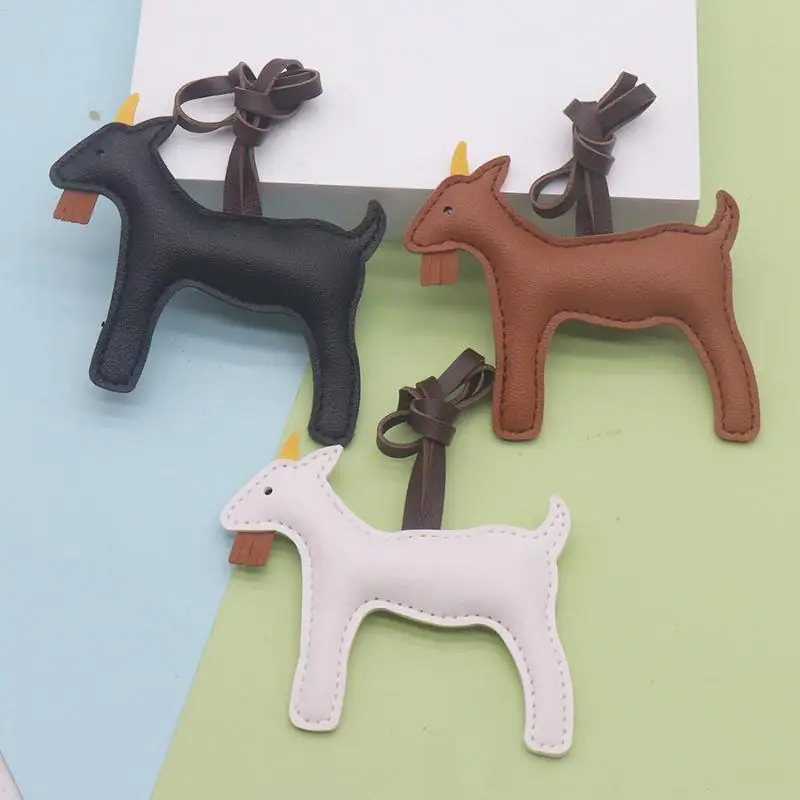 2027 Year Of The Sheep PU Leather Goat Bag Hanging Pendant Cute Design For Decorating Handbags Backpacks Keyrings