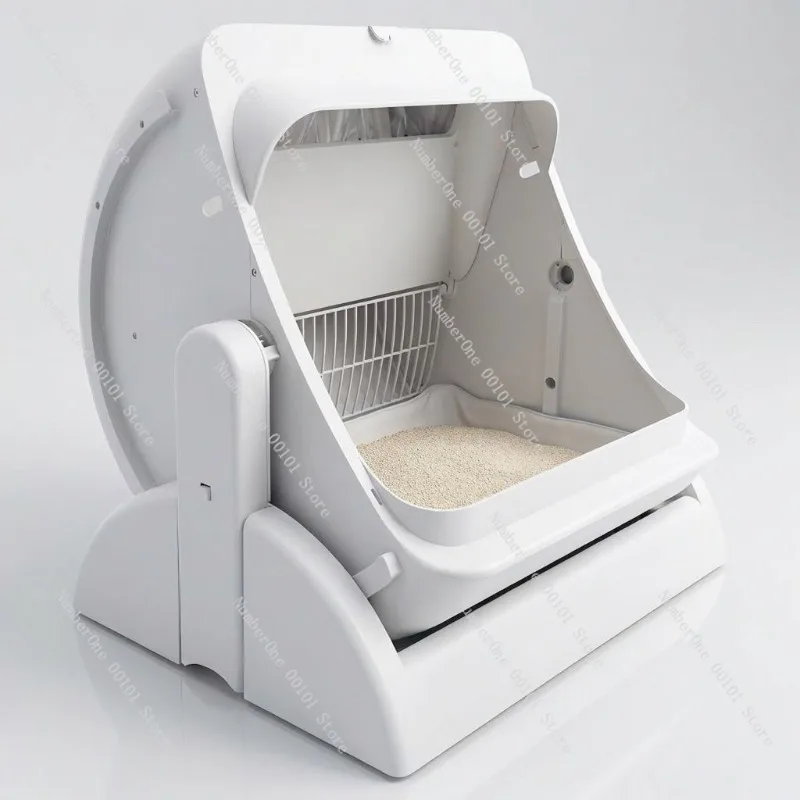 Smart Automatic Cat Litter Box Electric Self Cleaning Litter Tray Semi Enclosed Open Top Kitty Toilet Odor Control Easy Scoop
