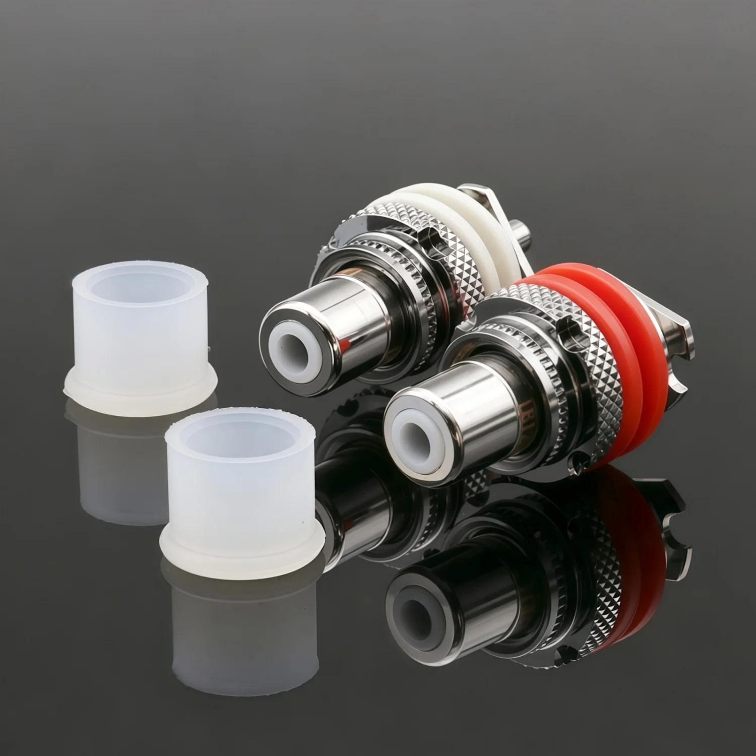 EIZZ Rhodium Plated Tellurium Copper Female RCA Jack Socket RCA Connector PTFE Insulator For HIFI AMP CD DVD Audio Video AV TV