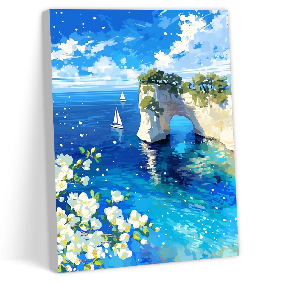 CHENISTORY Painting By Numbers Modern Handmade Adult Coloring Interior Landscape Decoration Home Drawing Brushes Watercolors Set