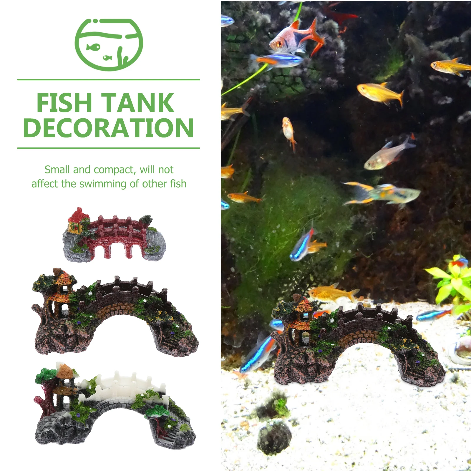 

3Pcs Ceramic Bridge Miniature Vintage Style Light Weight Garden Aquarium Landscape Decoration Bridge Statue Fish Tank Ornament
