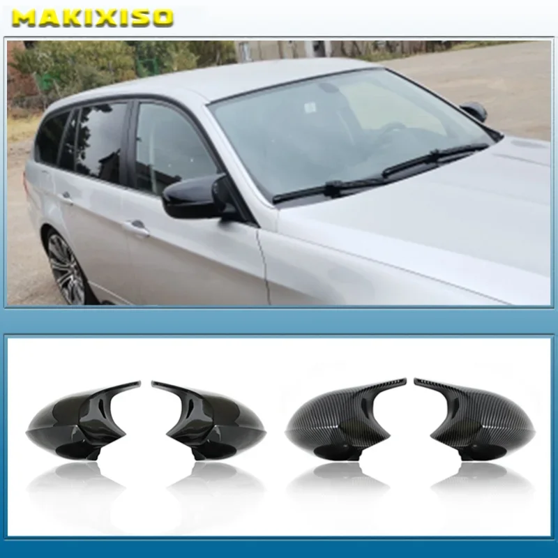 

Чехлы на зеркала заднего вида для Bmw 1 3 серии E90 E91 E92 E93 E80 E81 E87 E88, углеродное волокно заднего вида, глянцевый черный