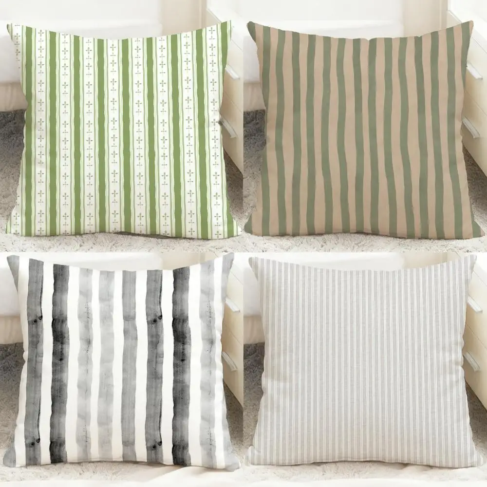 Stripes Cushion Cover Comfortable Reversible Pillow Cover Ideal for Car Sofa Bedroom & Beyond