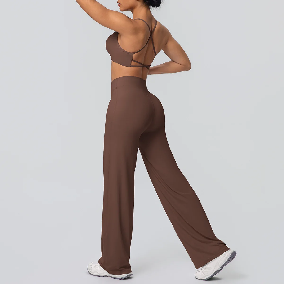 MIML 2026 Fleece-lined Breathable Back Sports Bra Long Wide Leg Yoga Suit Set 2-Piece Running Fitness Fitness