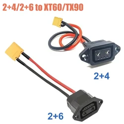 2+4/2+6 To XT60/TX90 Power Line Male Female Head Electric Vehicle Lithium Battery Charge Socket 4Square New Energy Charging Wire