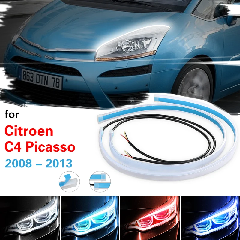 

For Citroen C4 Picasso 2008-2013 Car Start-Scan LED Car DRL Daytime Running Light Auto Flowing Turn Signal Guide Thin Strip Lamp