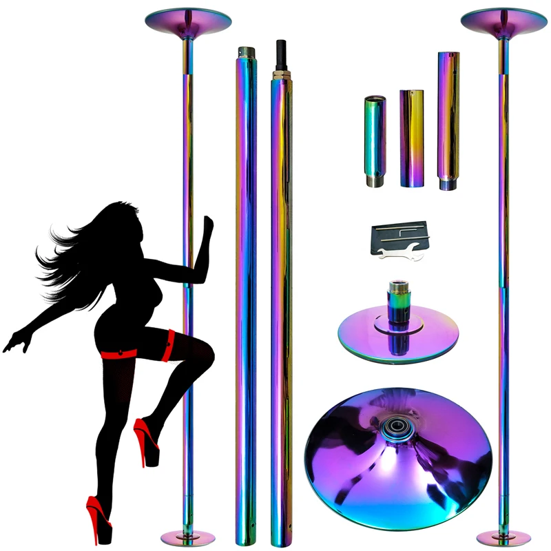 Multicolour 45mm Steel Dancing Pole Rotating Fixed Dual Use Portable Home Bar Training Dance X-pole