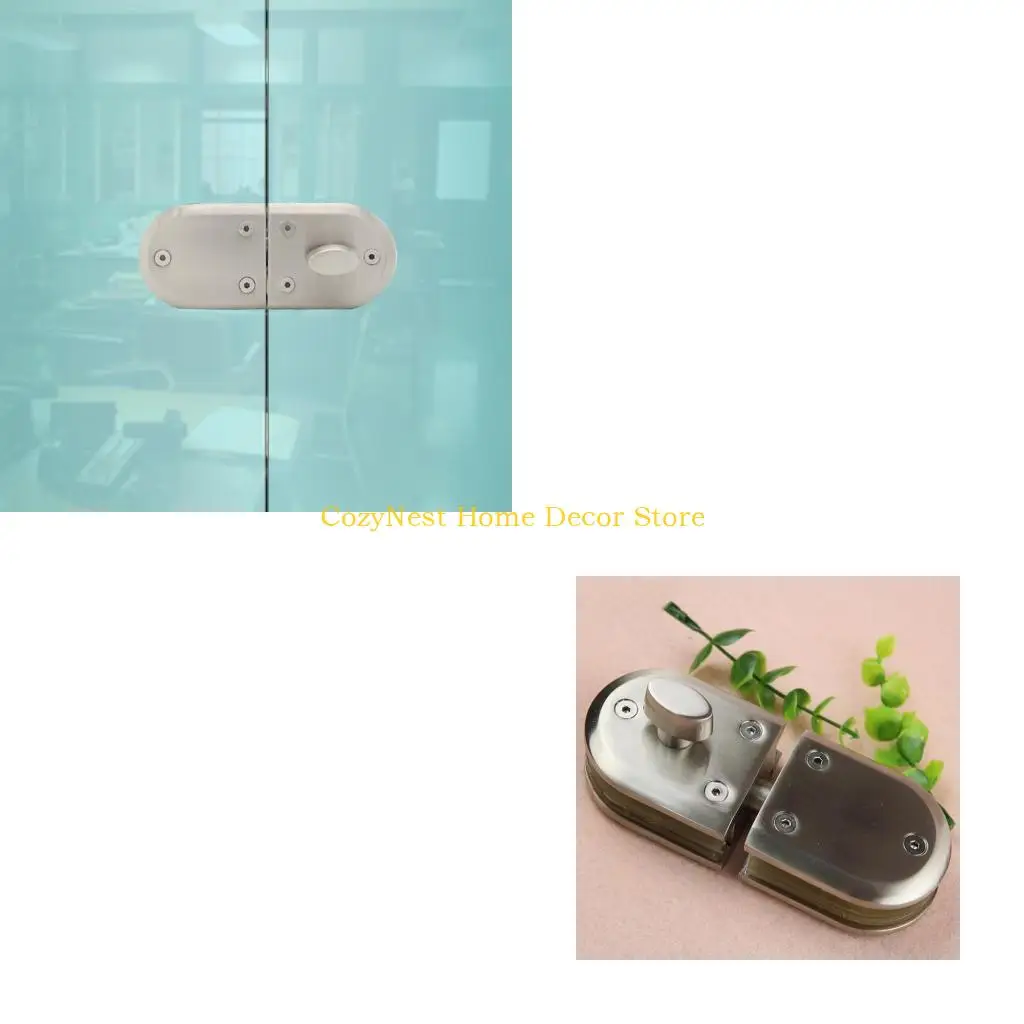 92MF Glass Partition Clamp Lock No Drill Metal Body Turn Knob Bolt with Brushed Finish for Bathroom Office Shop Entry Use