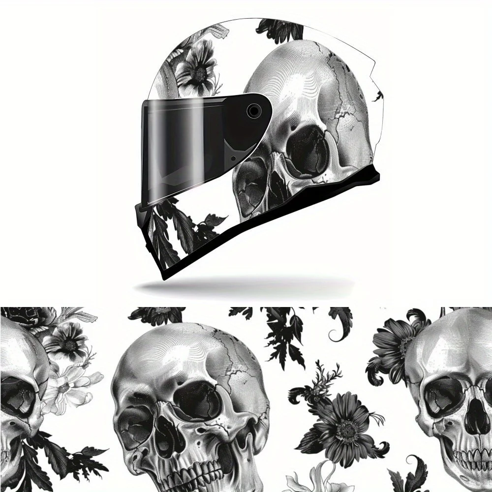 

Death Skull Print Full Helmet Wrap Sticker Motorcycle Helmet Racing Graphic Decal Vinyl Wrap Helmet Decorative Sticker Waterproo