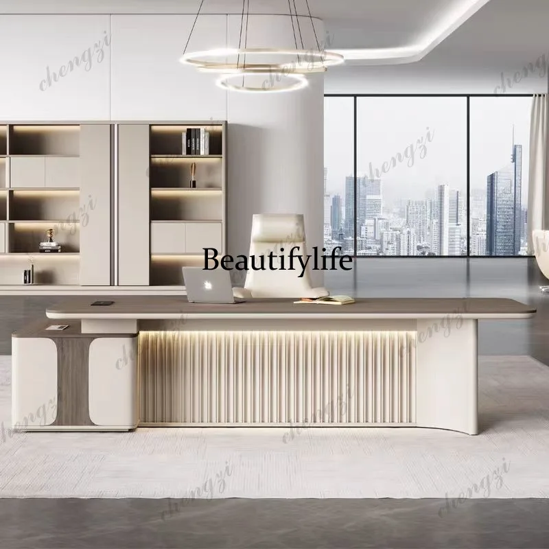 Boss table, desk, light luxury, senior sense, president, big class desk, chairperson's desk, office desk and chair combination