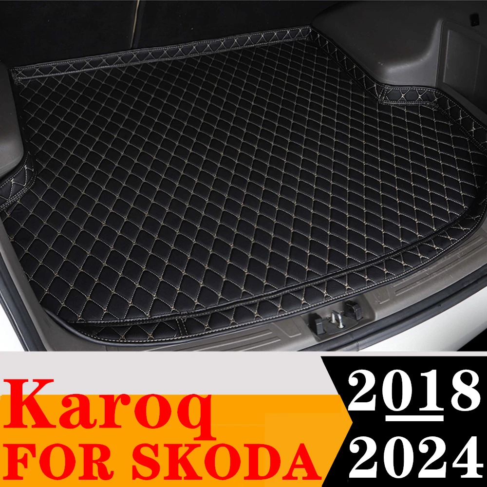 High Side Car Trunk Mat For SKODA Karoq 2024 23 2022 2021 20 2019 2018 XPE Rear Cargo Protect Cover Liner Tail Boot luggage Pad