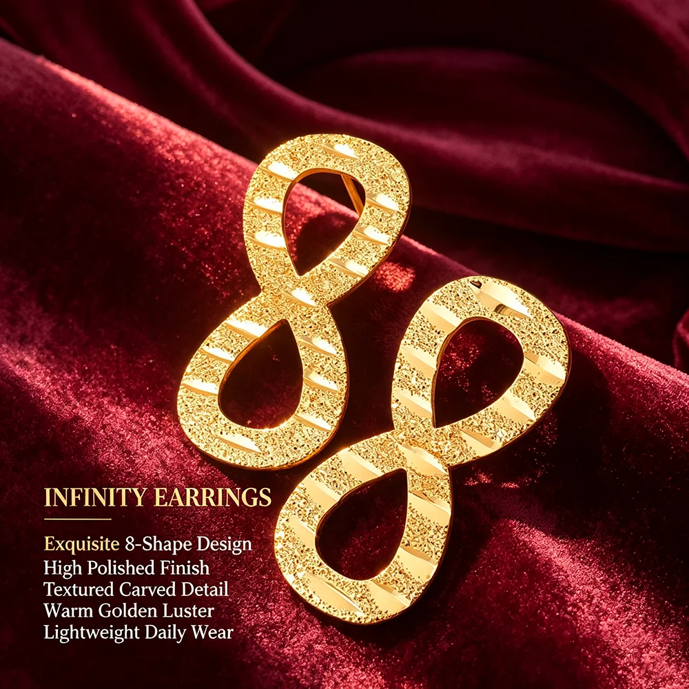 14K vergoldetes Infinity-Anhänger-Halsketten- und Ohrring-Schmuckset für Frauen, klassischer Glücksbringer „Ich liebe dich für immer“, Geburtstagsgeschenk – Detail 7