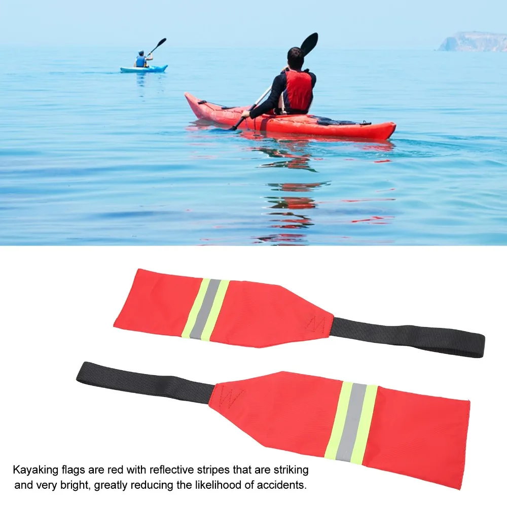 2PCS Lightweight Oxford Fabric Kayak Warning Flag Red High Visibility Kayak Safety Flag Kayak Towing Flag Water Sports
